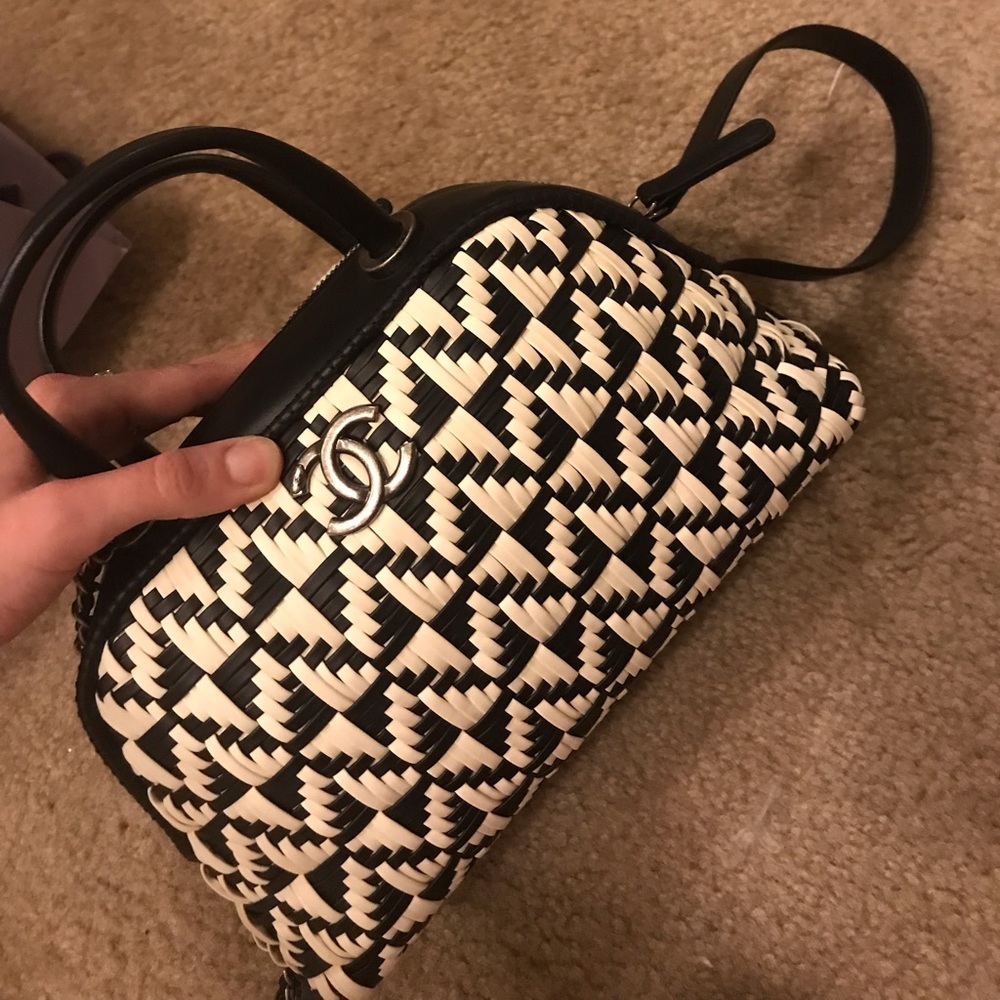 **SOLD** NWT CHANEL Calfskin Woven Bowling Bag - Picture 7 of 8